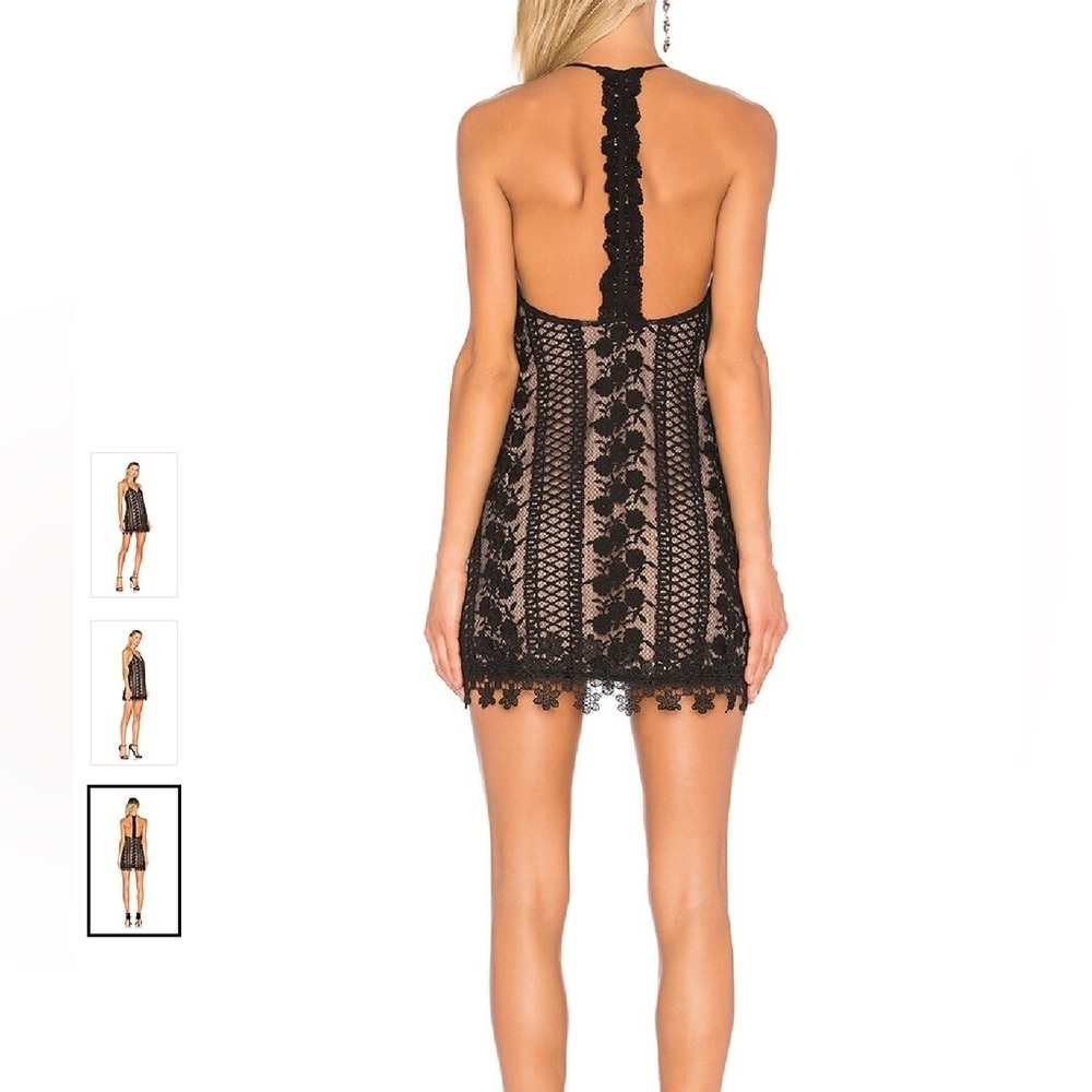 NWT Revolve NBD Acadia Dress in black and nude floral lace over halter dress S - Picture 2 of 16
